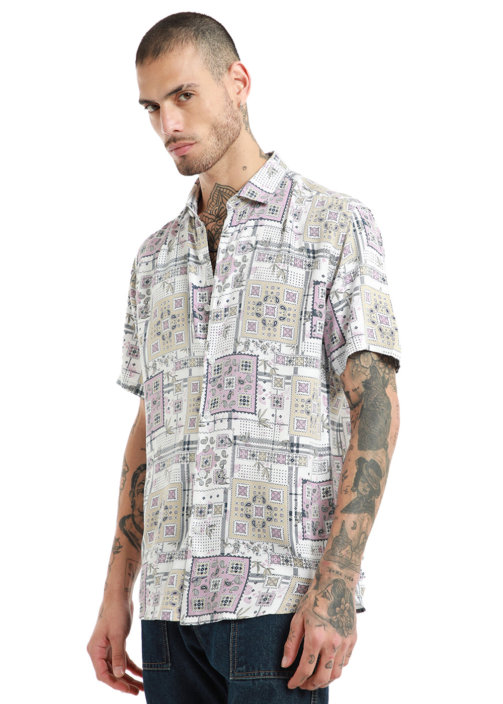 Opaque print half sleeve shirt