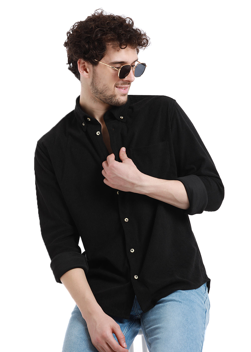 Licorice Black Corduroy Shirt