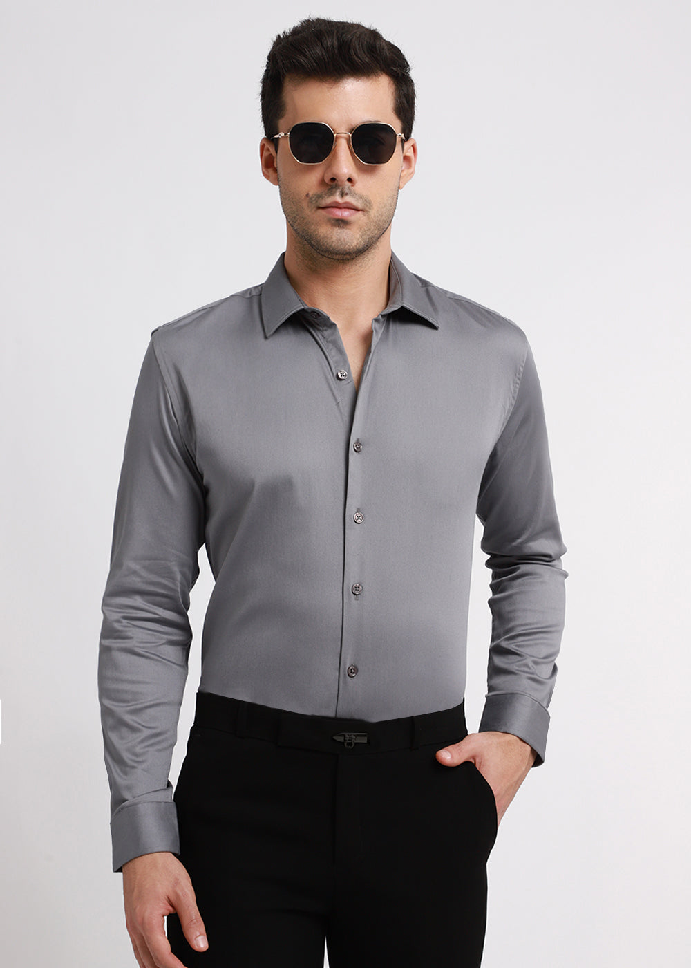 Hybrid Gray Satin Shirt