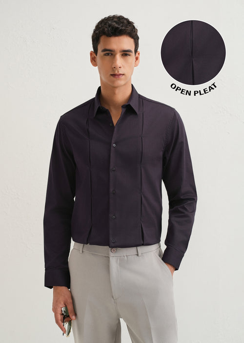 Dark Purple Front Panel Open Pleat shirt