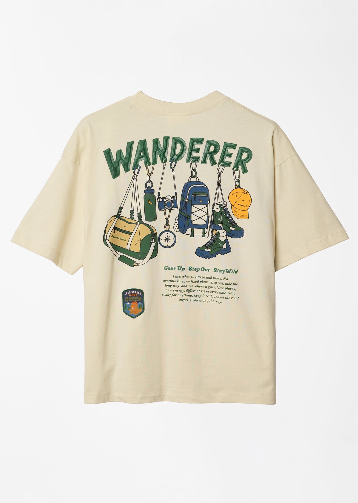 Cream Wanderer Textured Graphic T-shirt