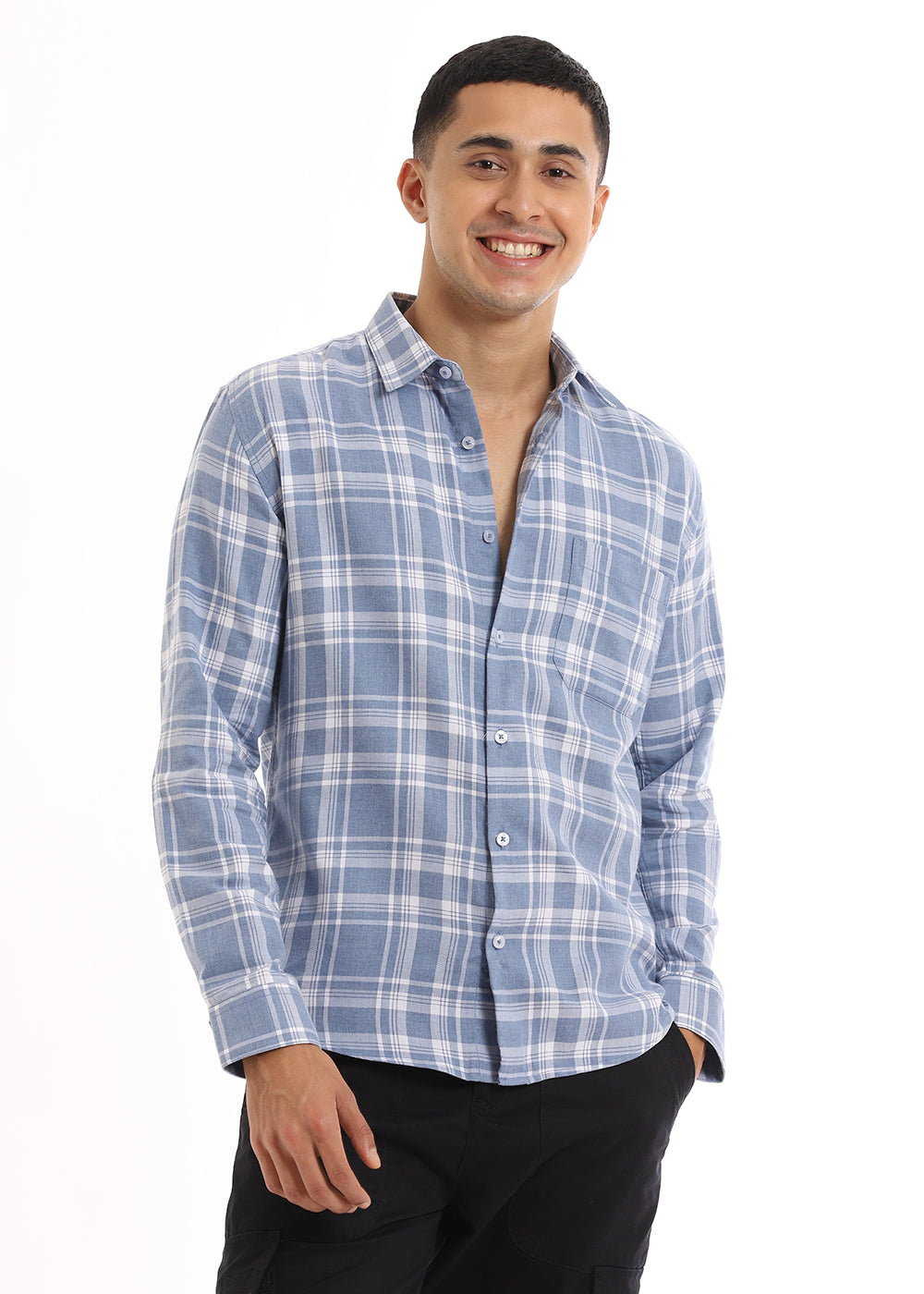 Melange Ballad Blue Check Shirt