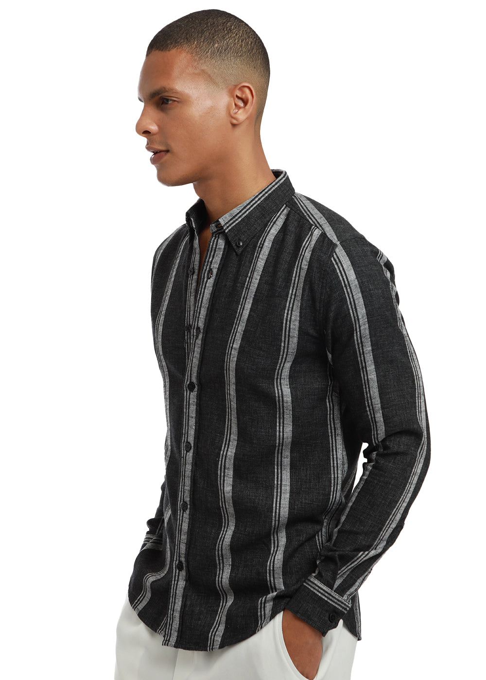 Melange Triadic Gray Stripe Shirt