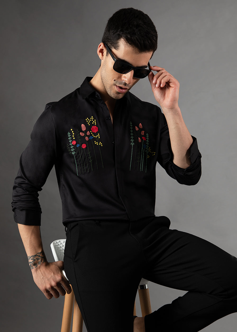 Get Floral Artistry Black Shirt 