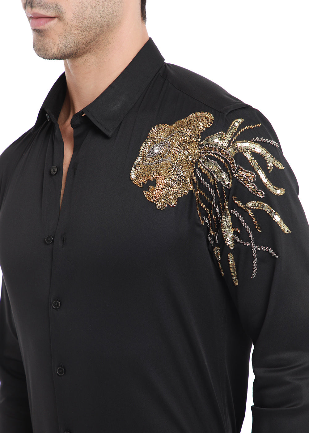 Lion Luxe Black Sequenced Shirt