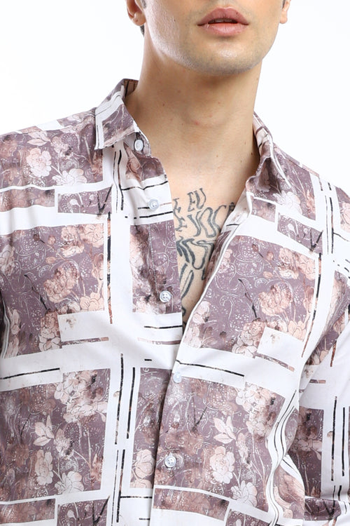 Mauve Printed Full-Sleeves Shirt