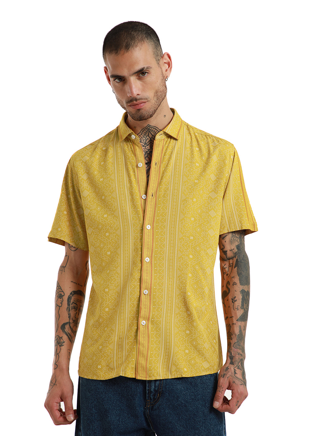 Dot & Dash Print Half Sleeve Shirt