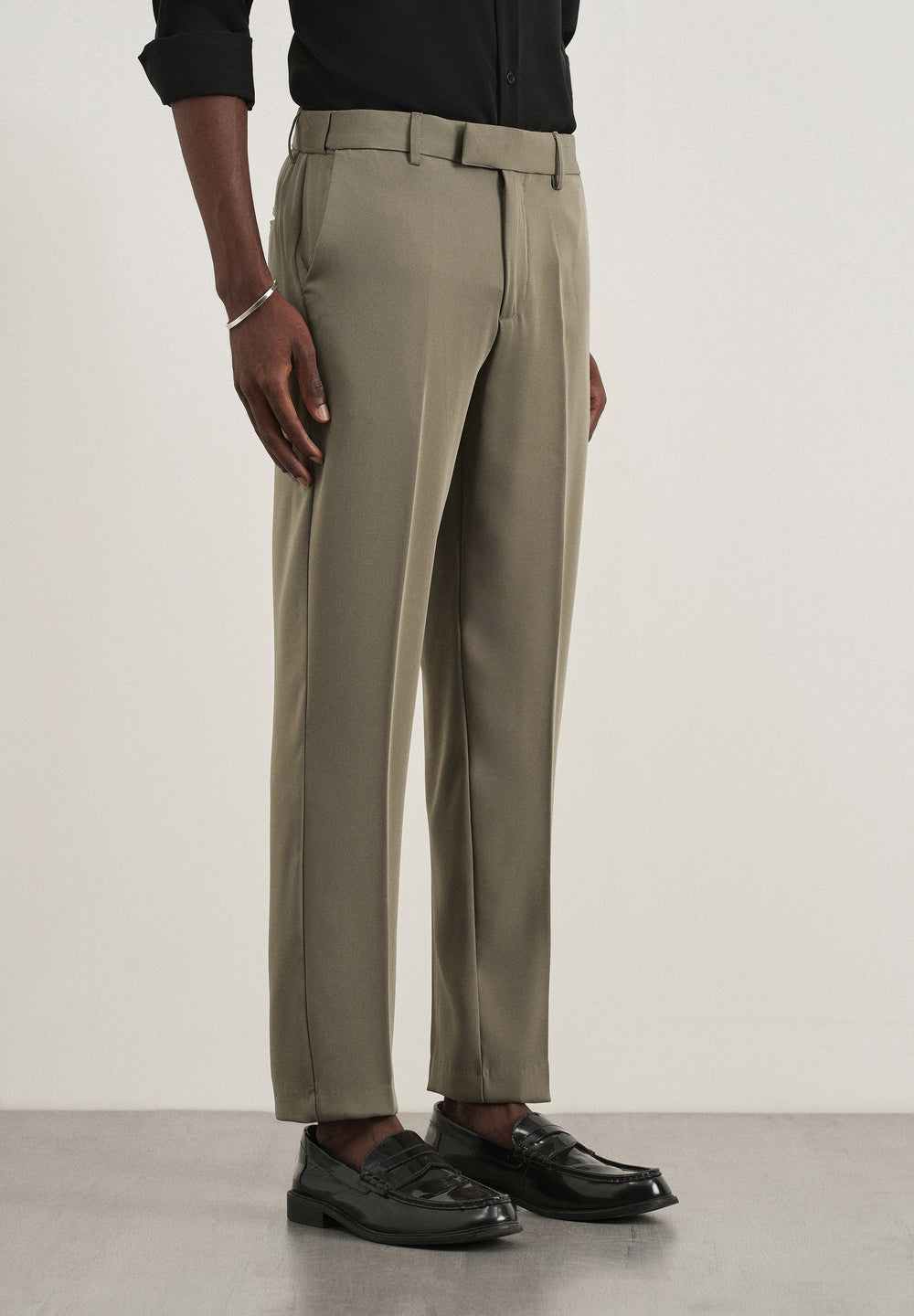 Khaki Green Flex Waist Slim Fit Trouser
