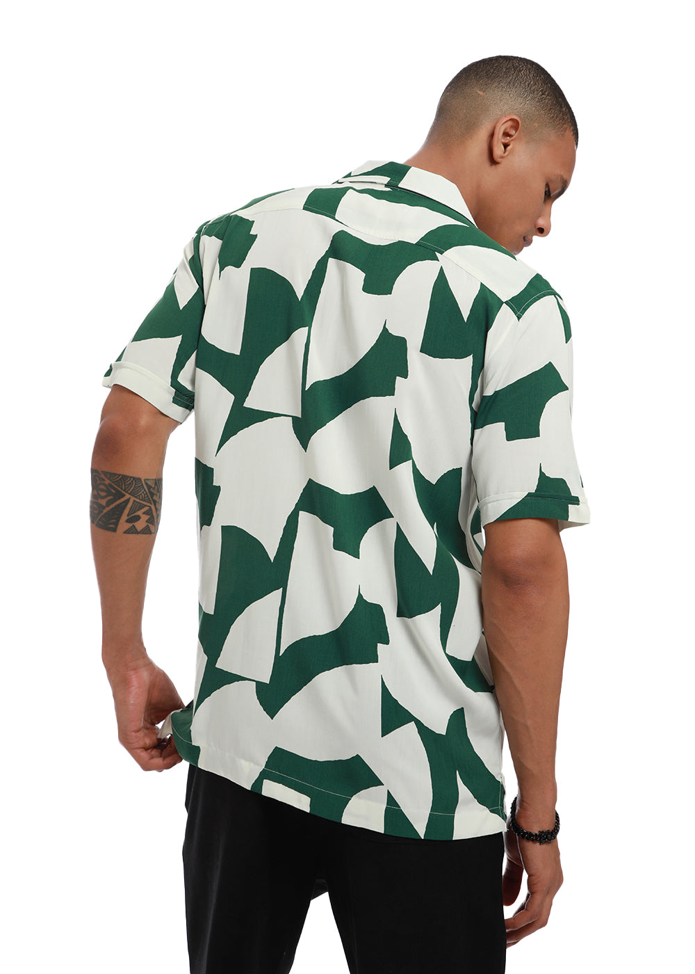 Abstract Green Print Half sleeve shirt