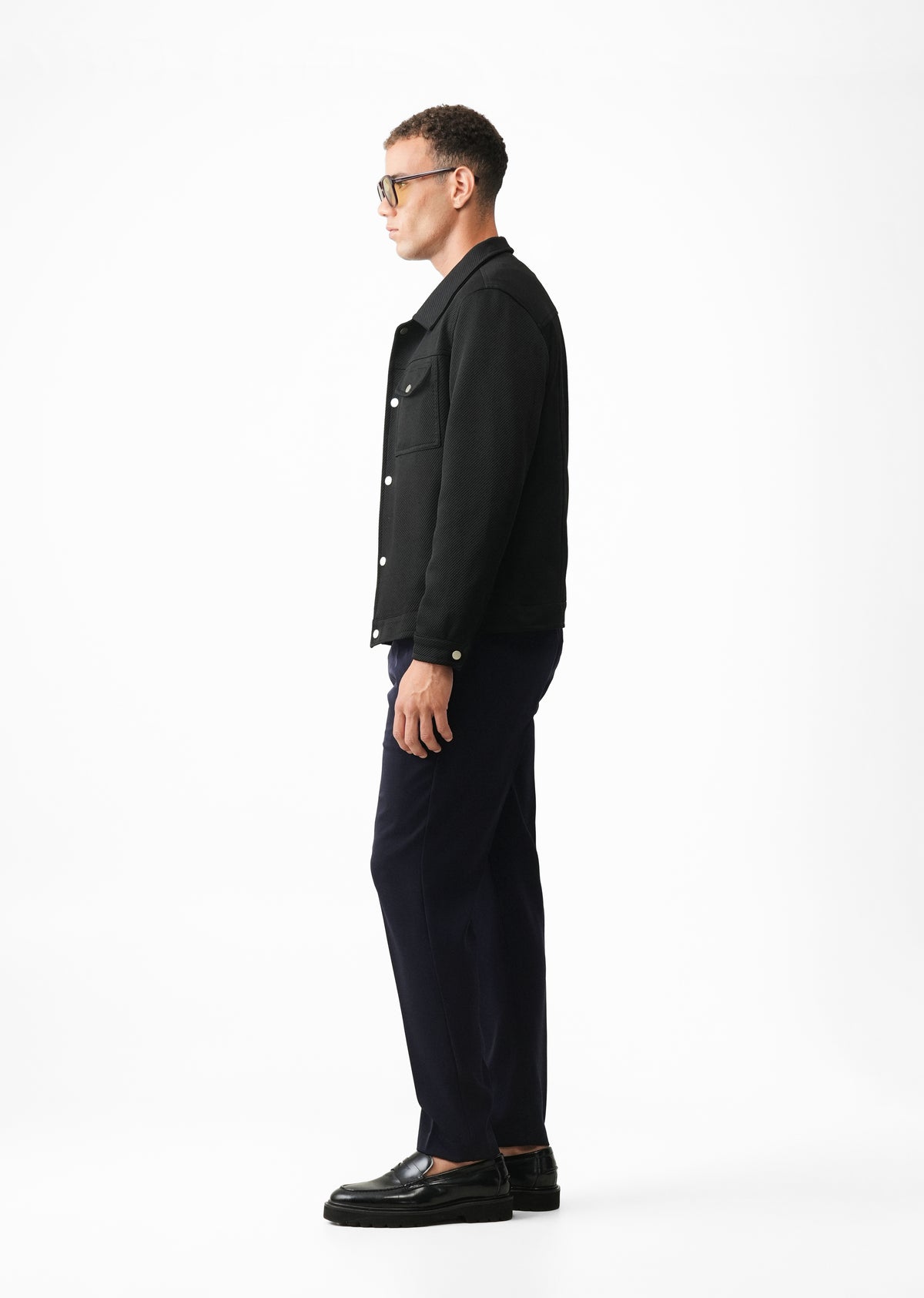 Navy Slim Fit Flex Waist Trousers