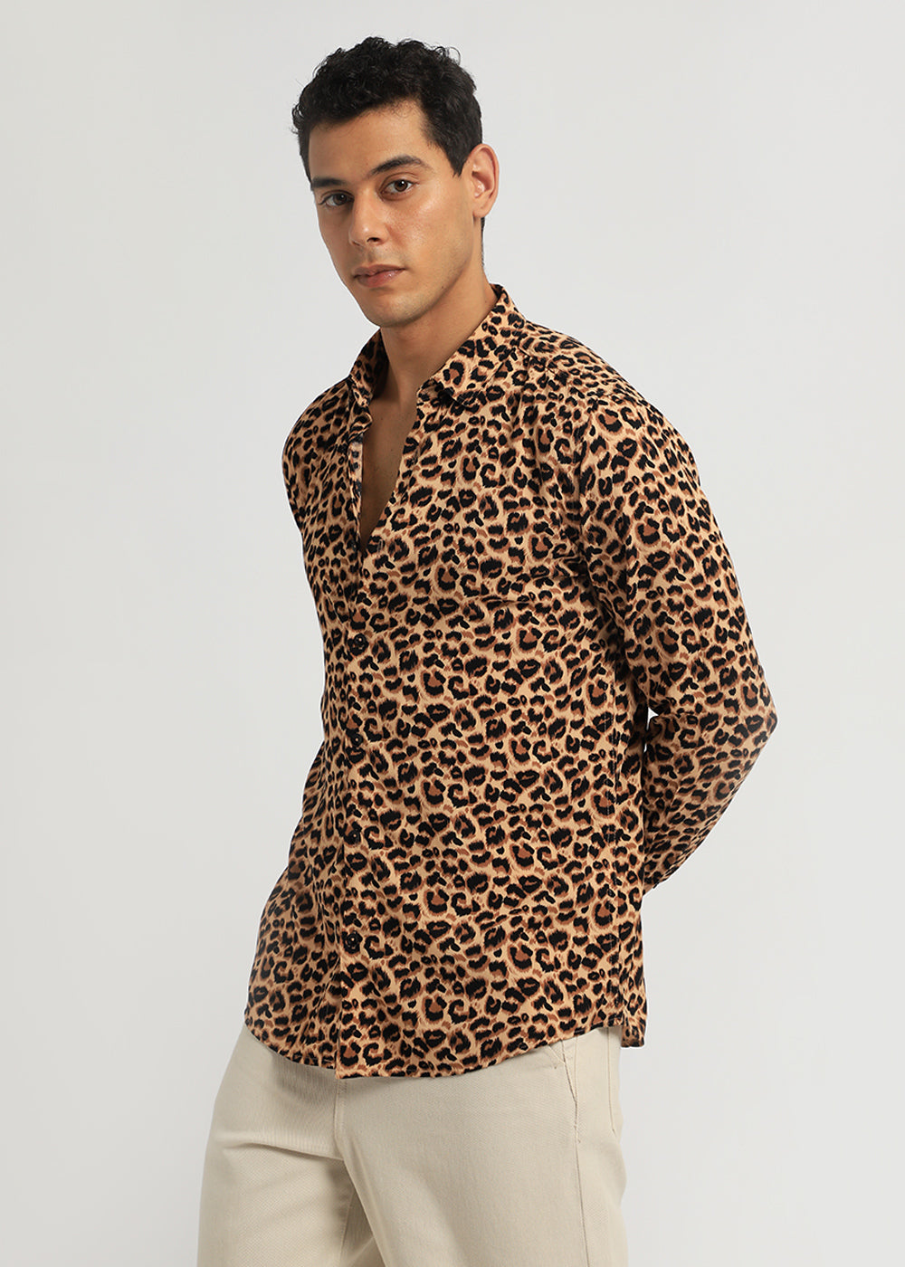 Brown Panthera Print Full sleeve shirt
