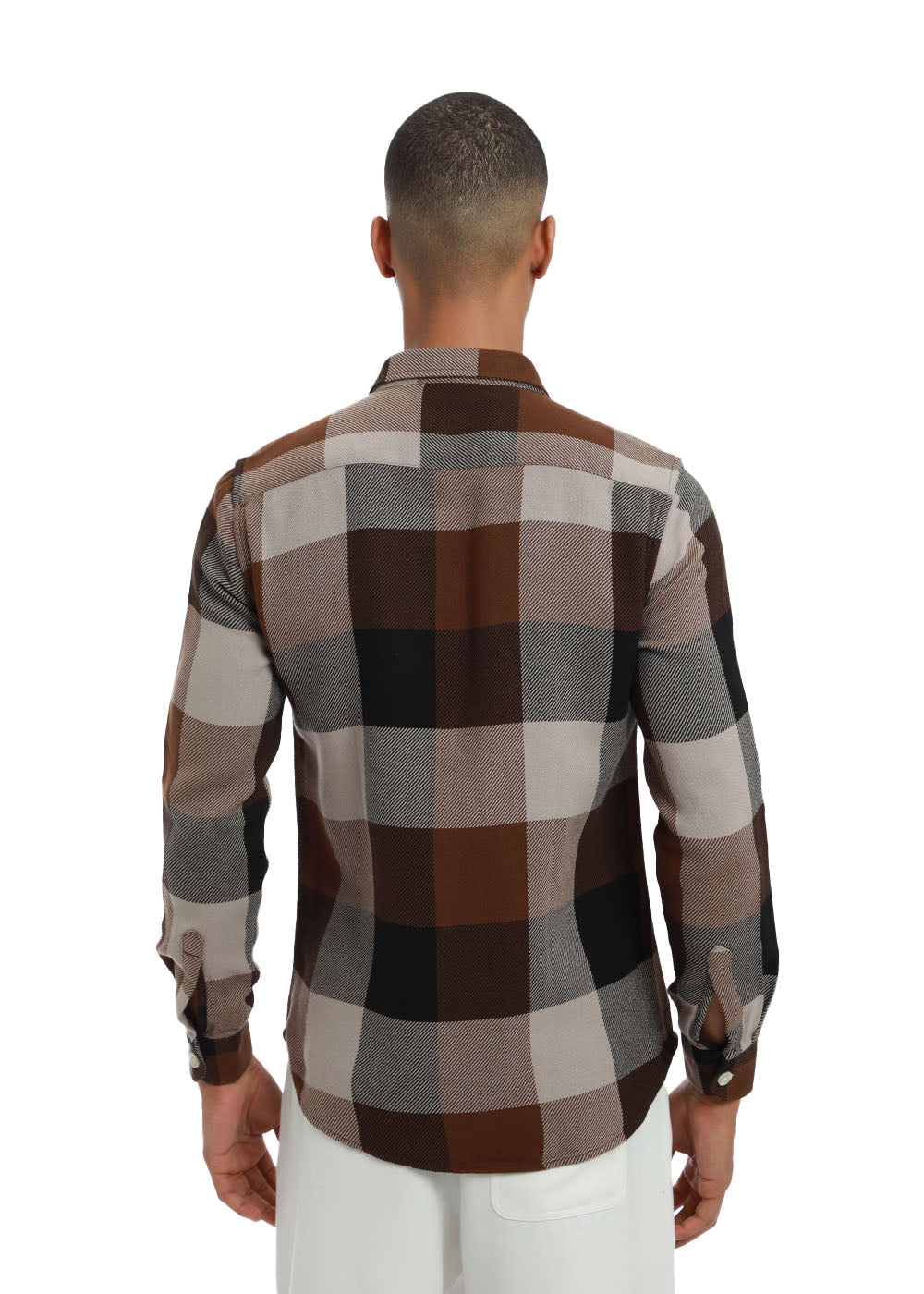Dusky Brown Brushed Cotton Check Shirt