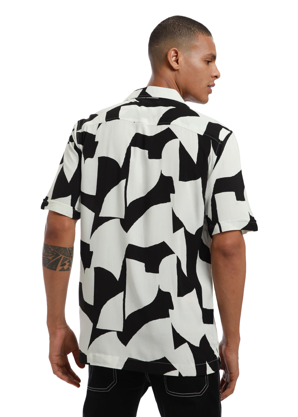 Abstract Monochrome Print Half sleeve shirt