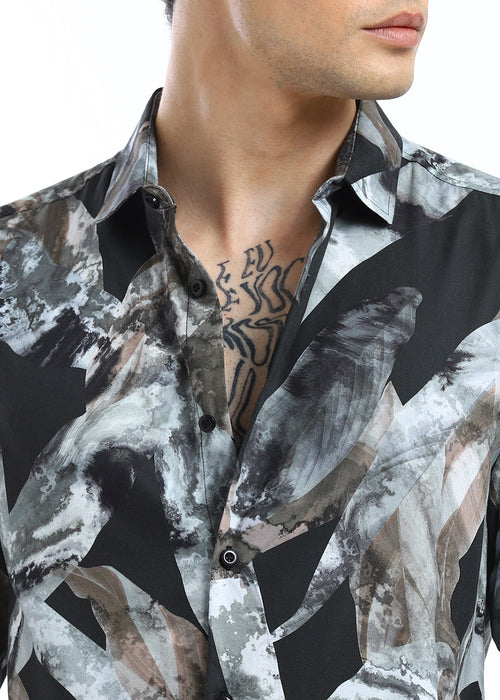 Contemporary Marble Floral Print Shirt