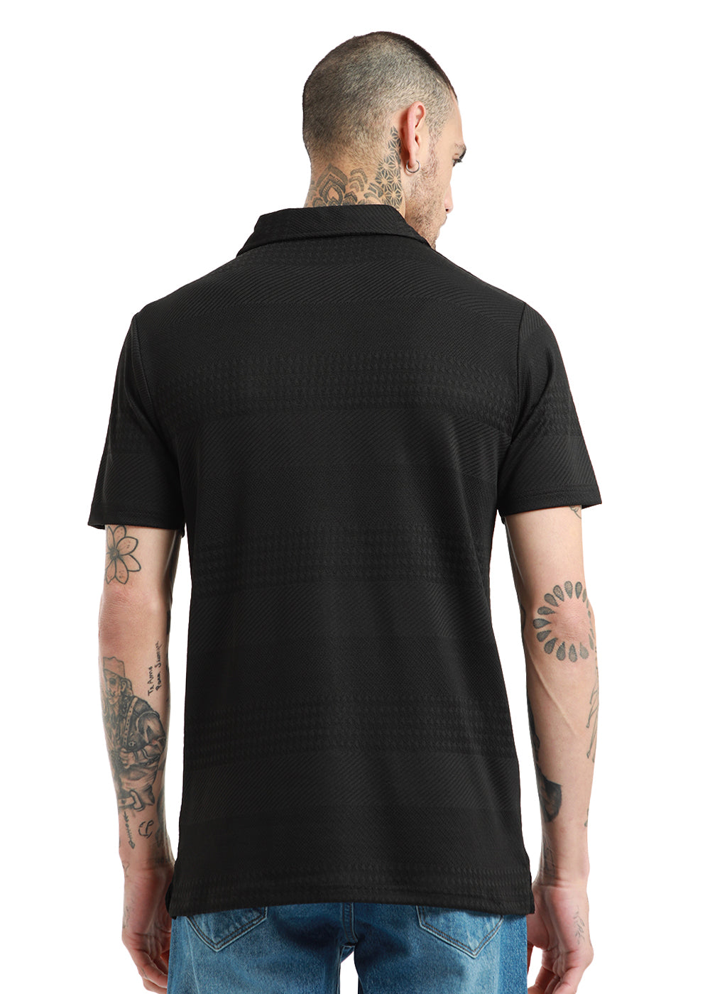 Jacquard Black Polo T-shirt