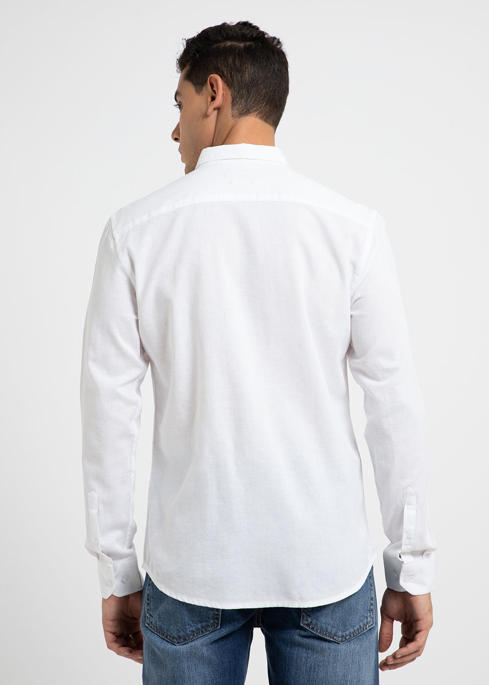 Pearl White Cotton Linen Shirt