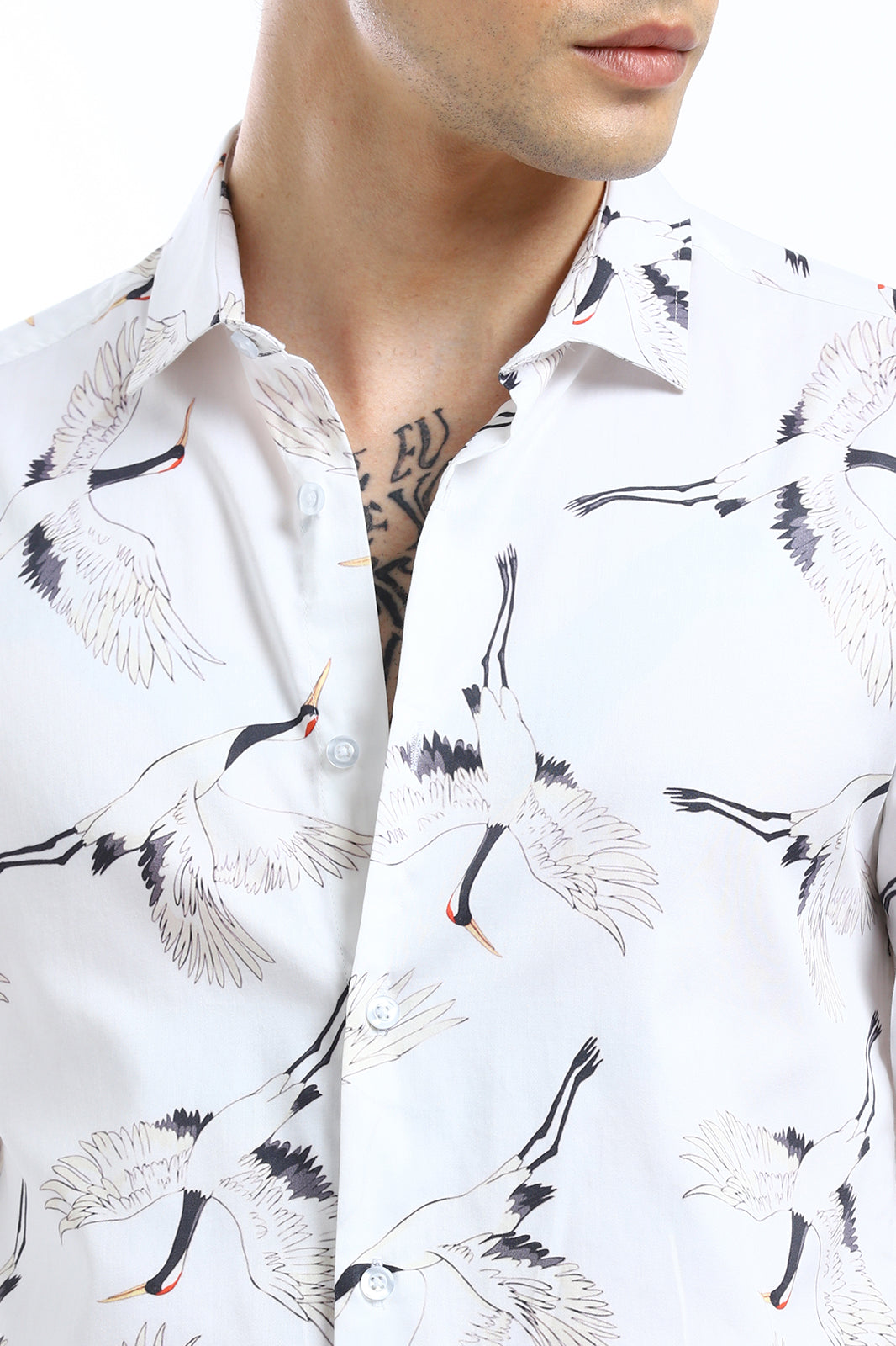 Crane Bird Print Shirt