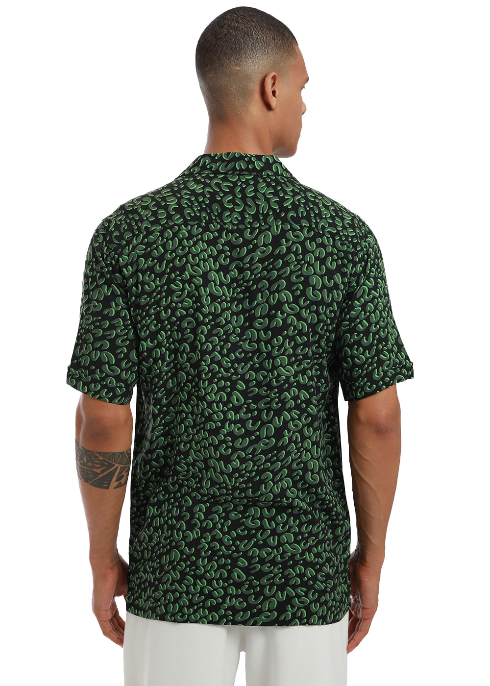 Green Panthera Print Half sleeve shirt