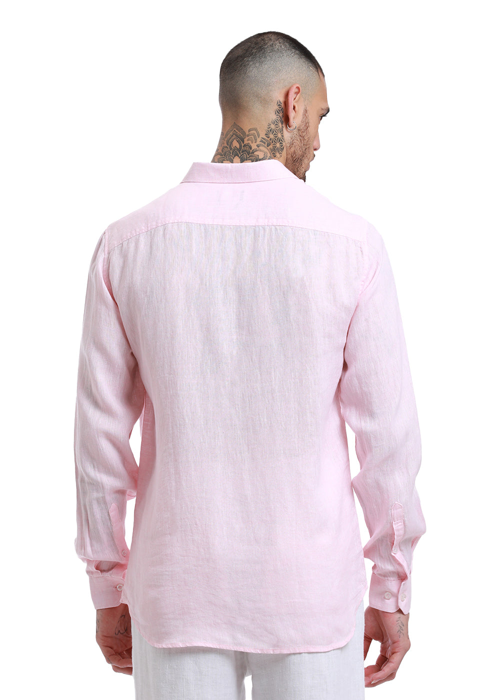 Pastel Pink Linen Shirt Rear View