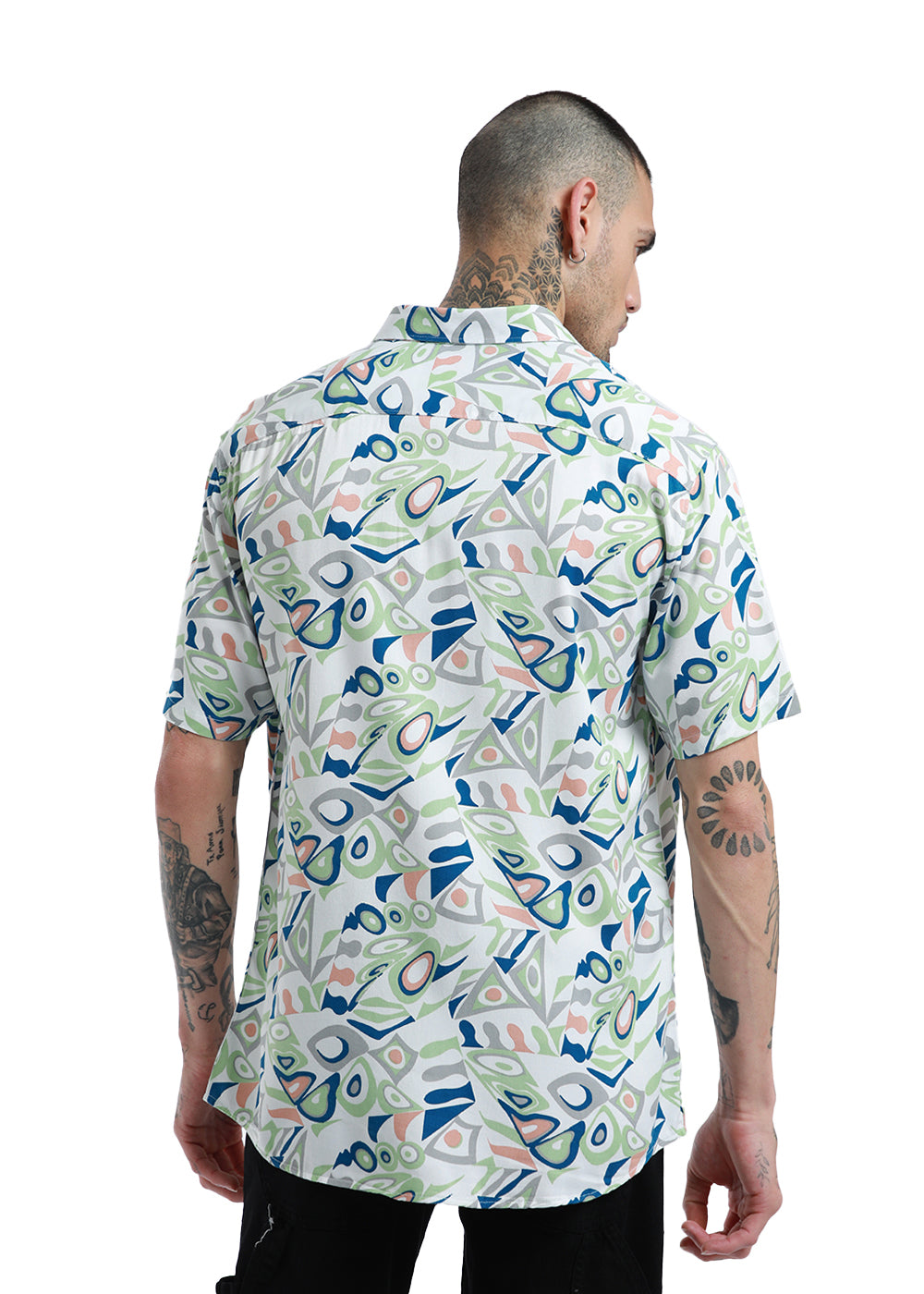 Streaked Abstract Print half sleeve shirt