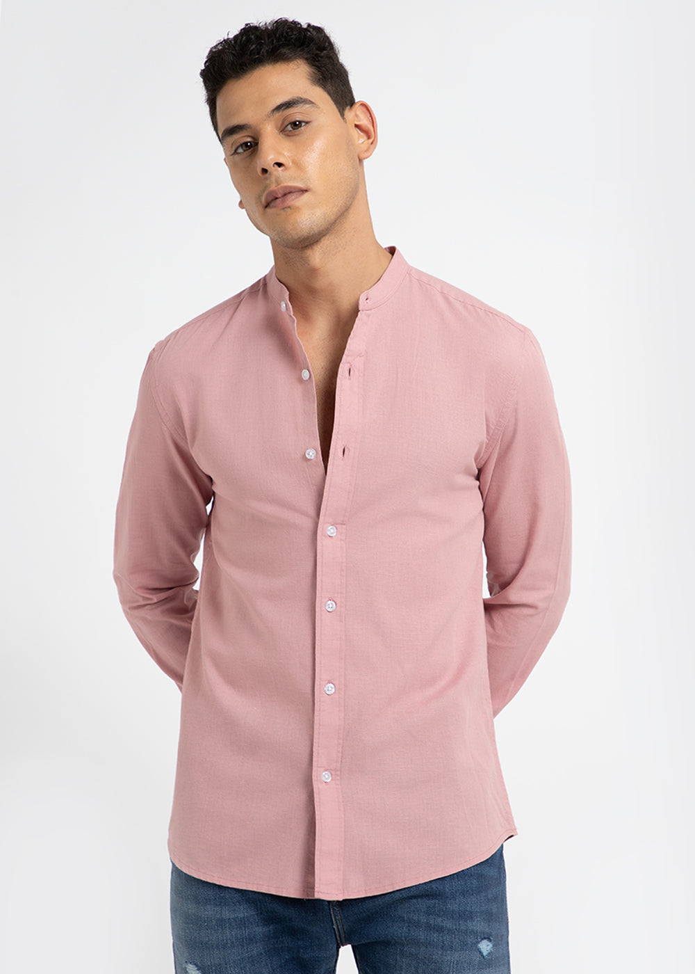 Sakura Pink Cotton Linen Shirt