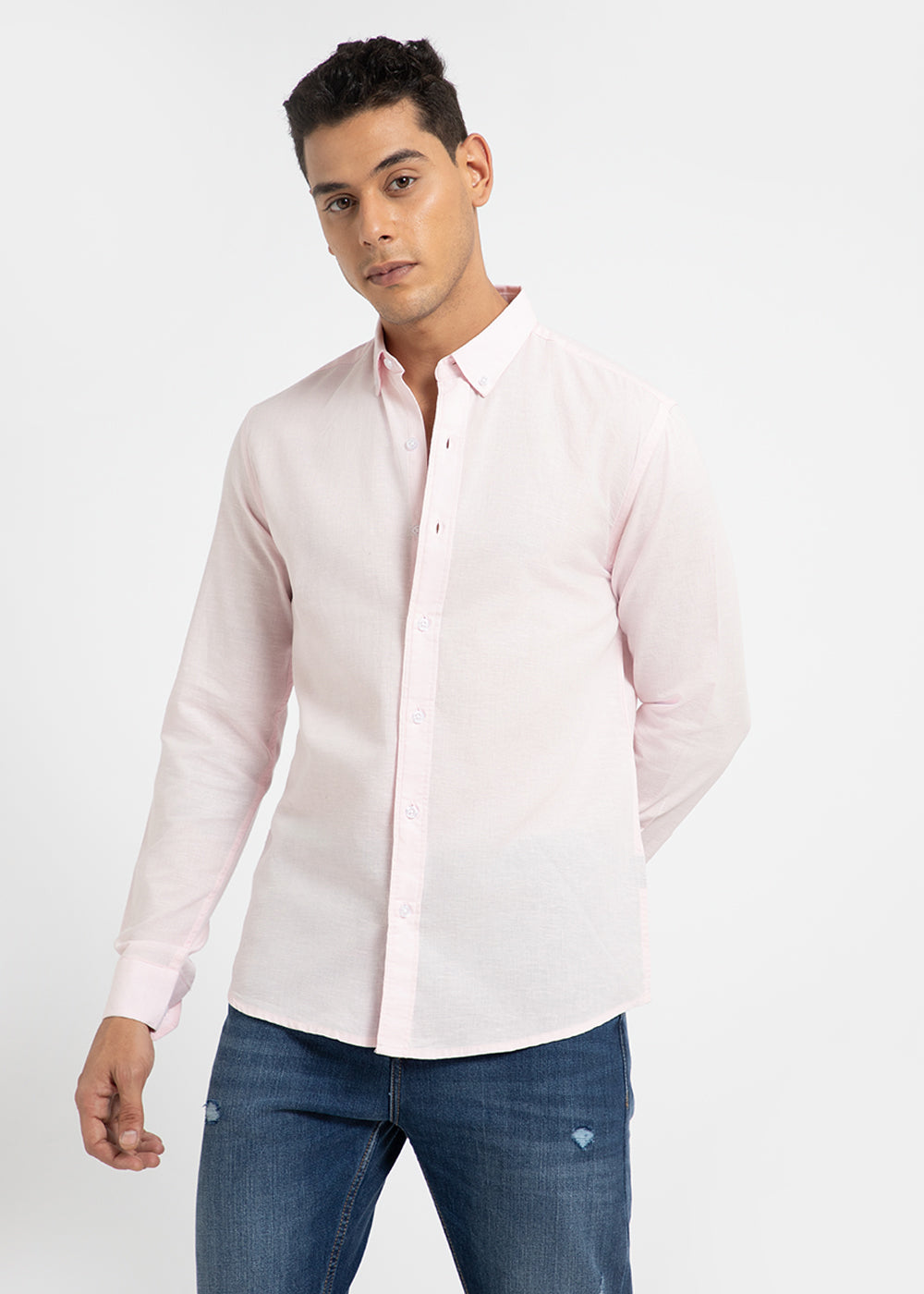 Light Pink Cotton Linen Shirt