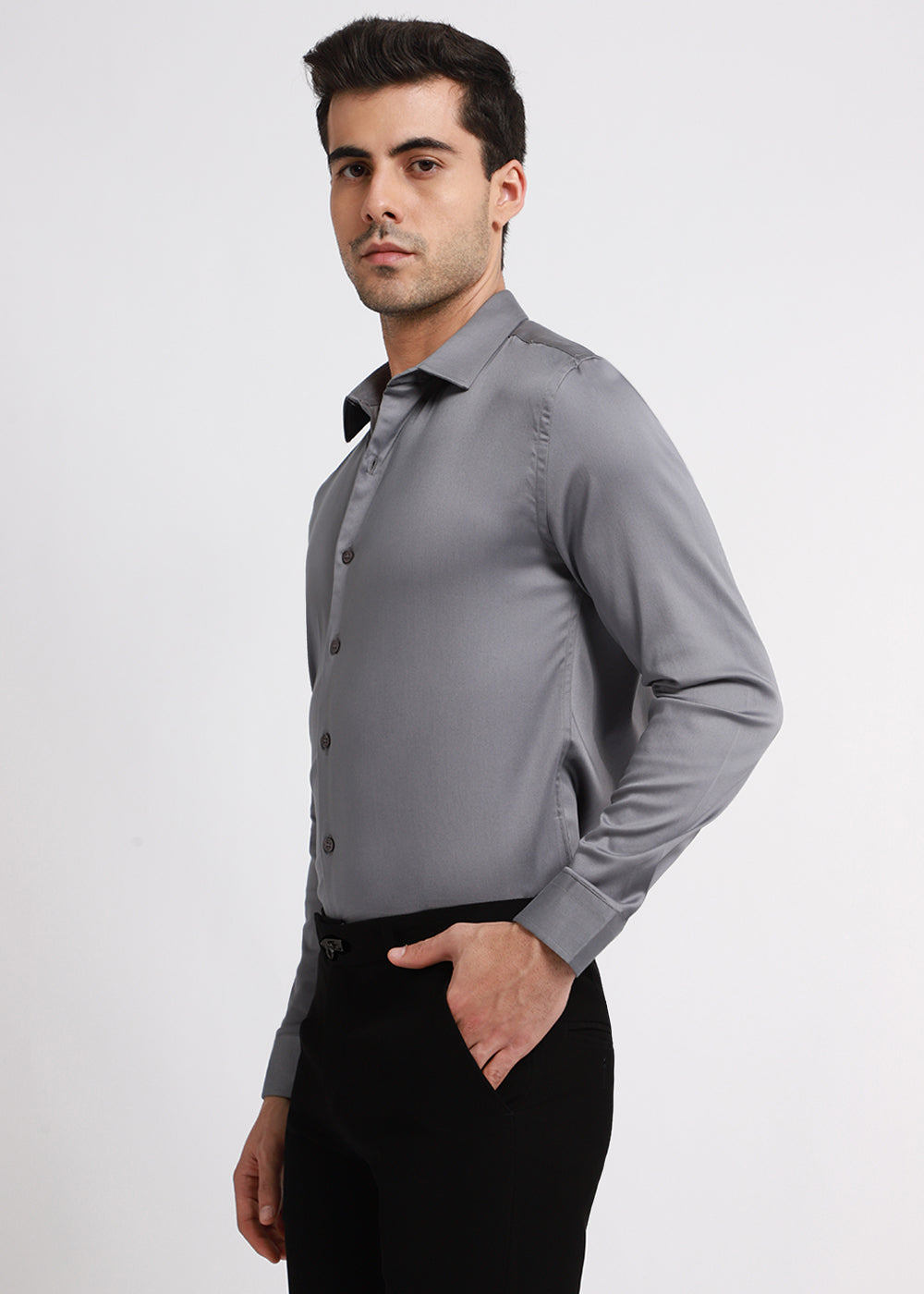 Hybrid Gray Satin Shirt