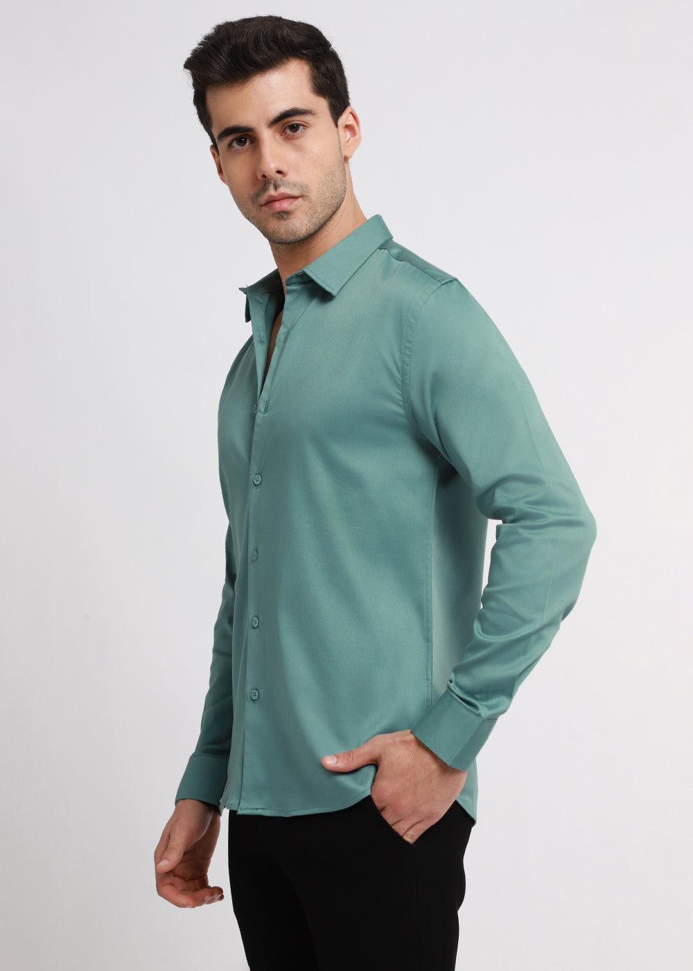 Assure Green Satin Shirt