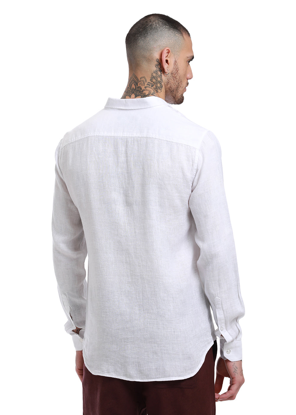 Bright White Linen Shirt Rear