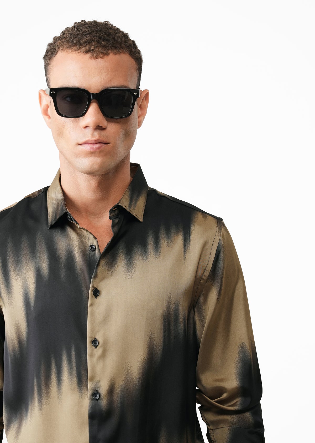Golden and Black Abstract Print Shirt
