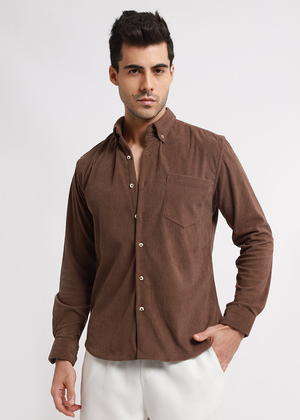 Mocha Brown Corduroy Shirt