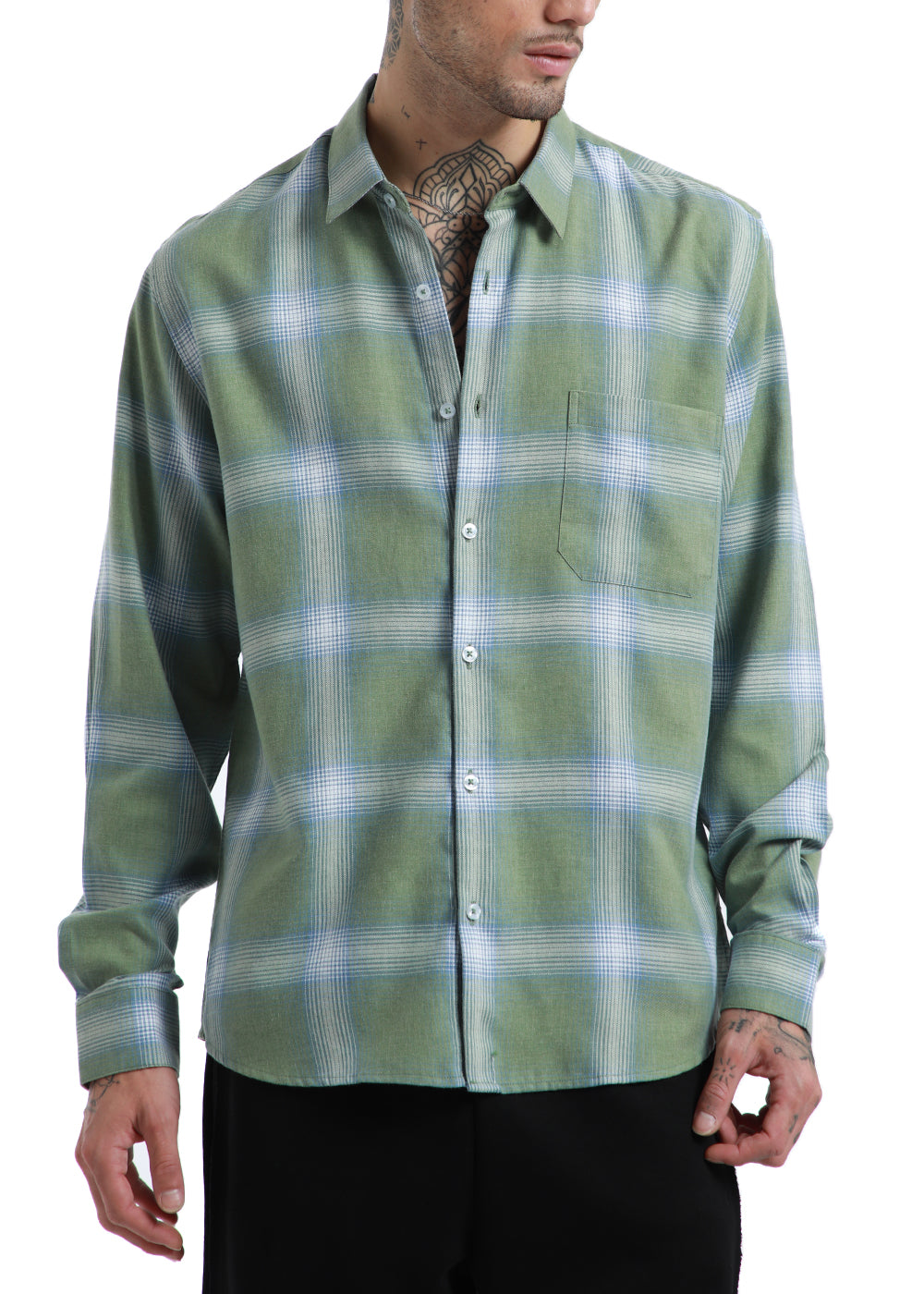 Melange Check Sage Green Shirt