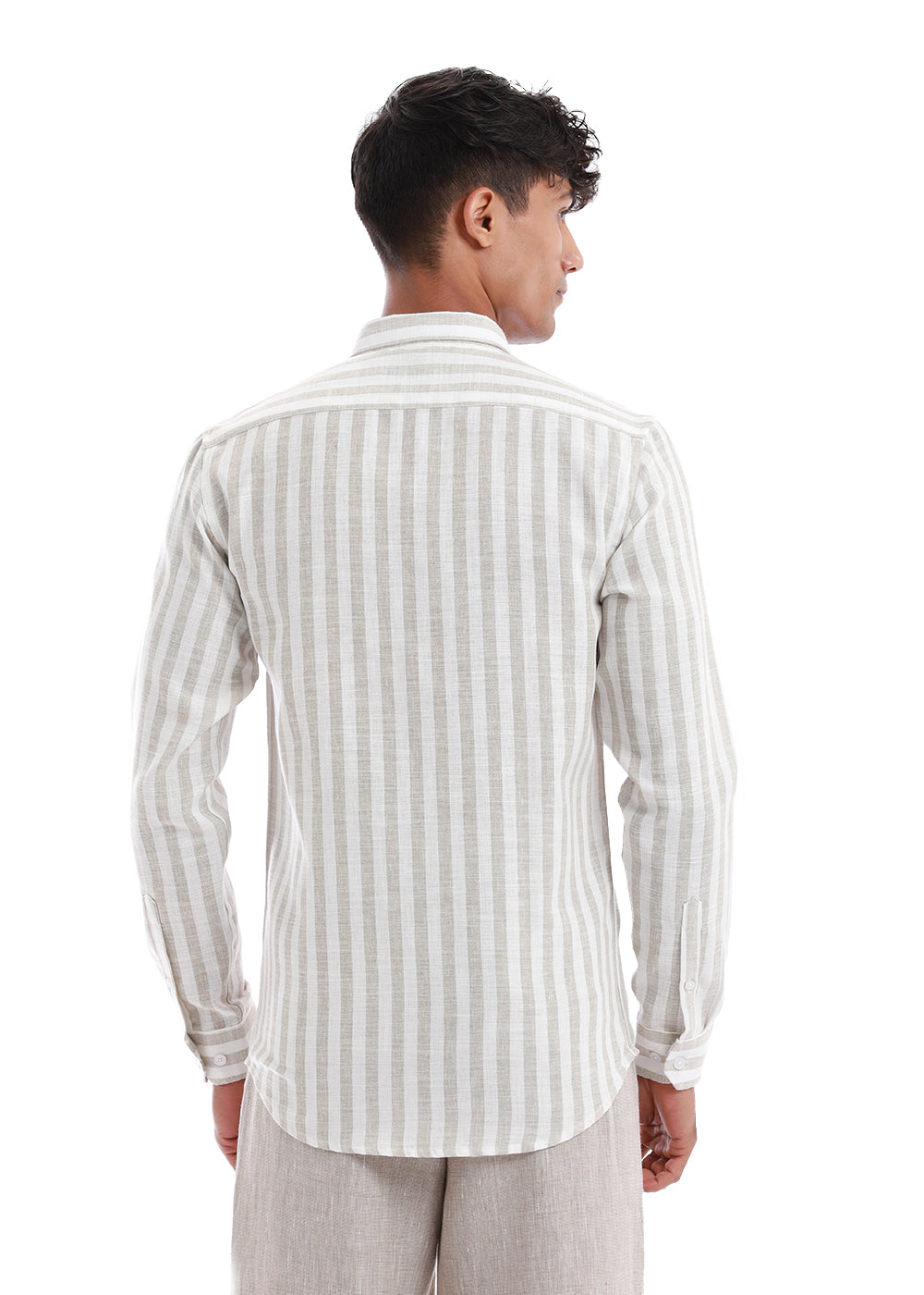 Classic Beige Stripe Blended Linen shirt