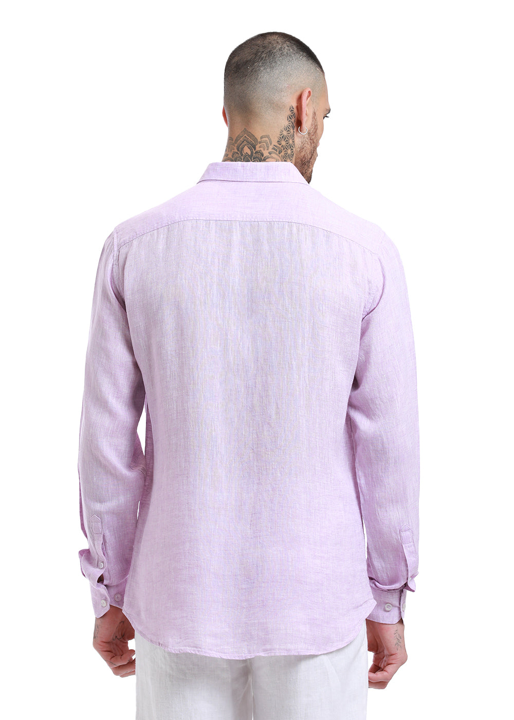 Pastel Purple Linen Shirt Rear View