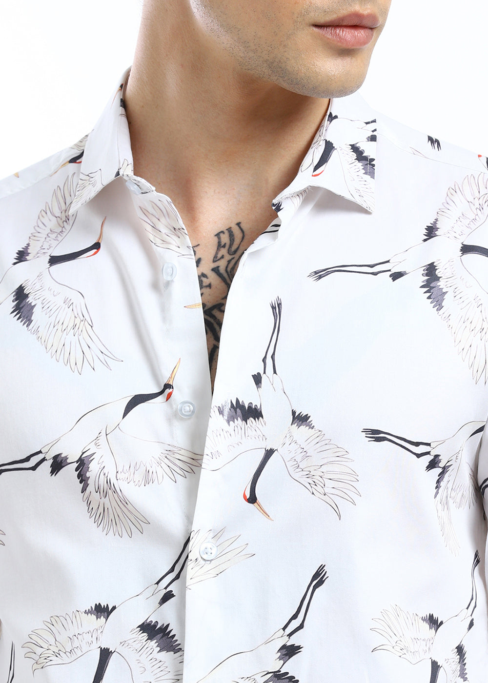 Crane Bird Print Shirt