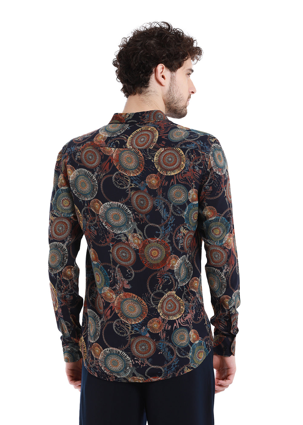 Concentric Blue Print Feather Shirt