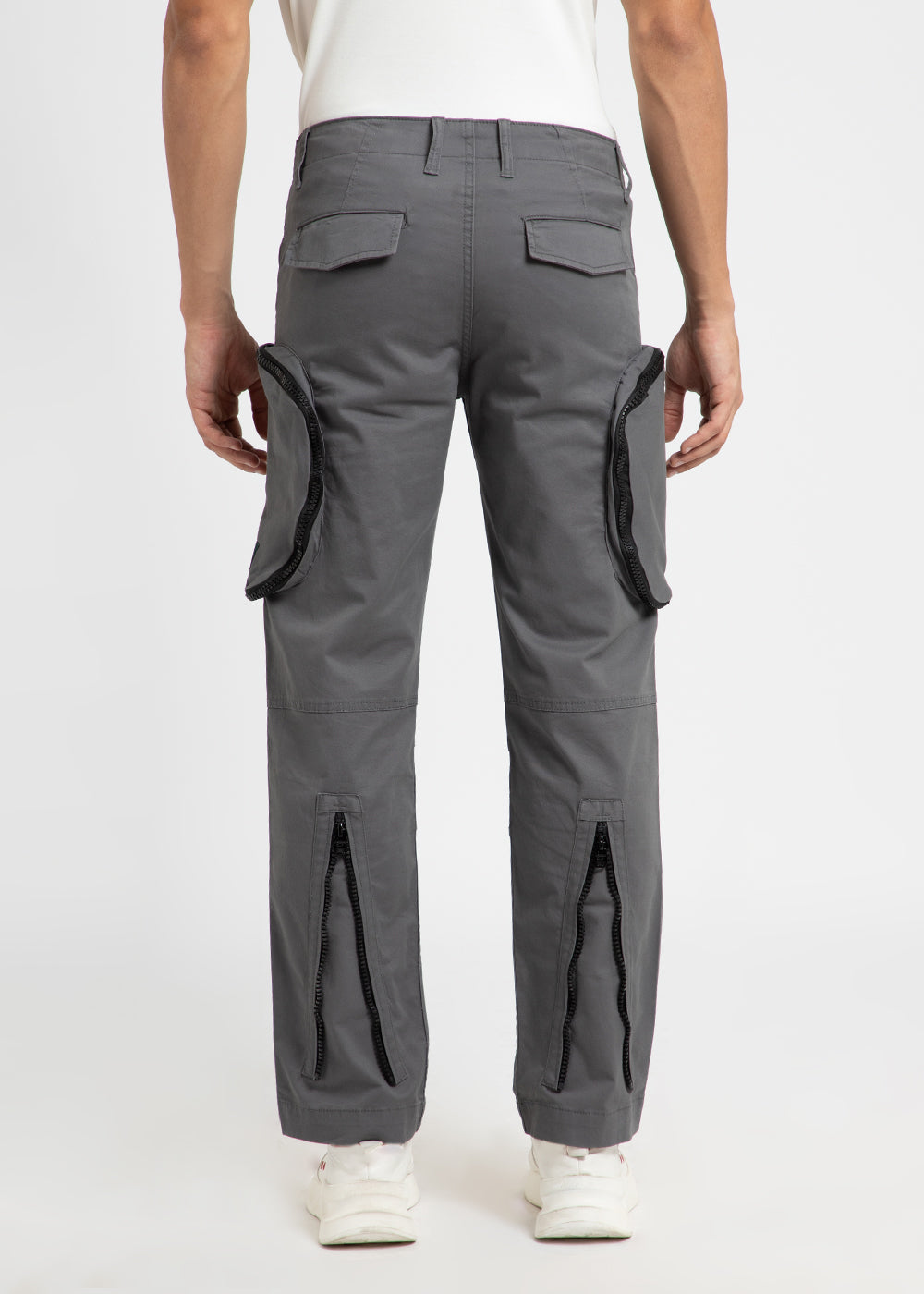 Gris Gray Zipper Cargo Pant
