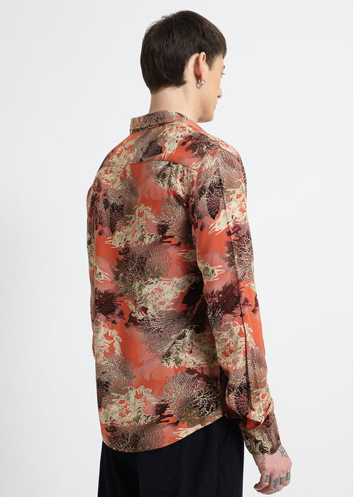 Coral Oasis Orange Feather shirt