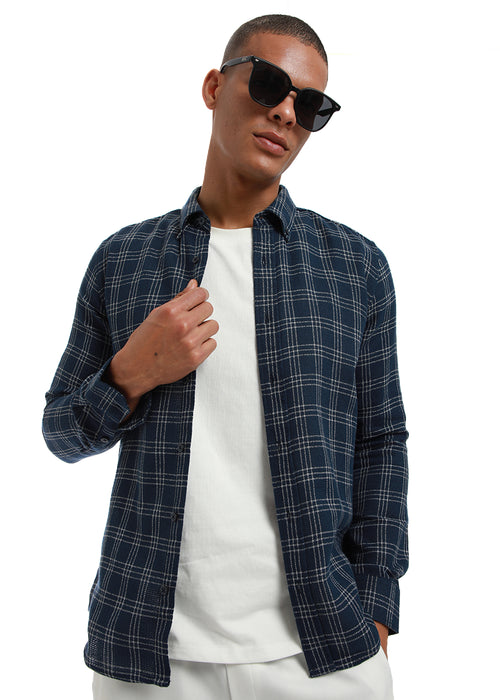 Melange Blue Cannon Check shirt