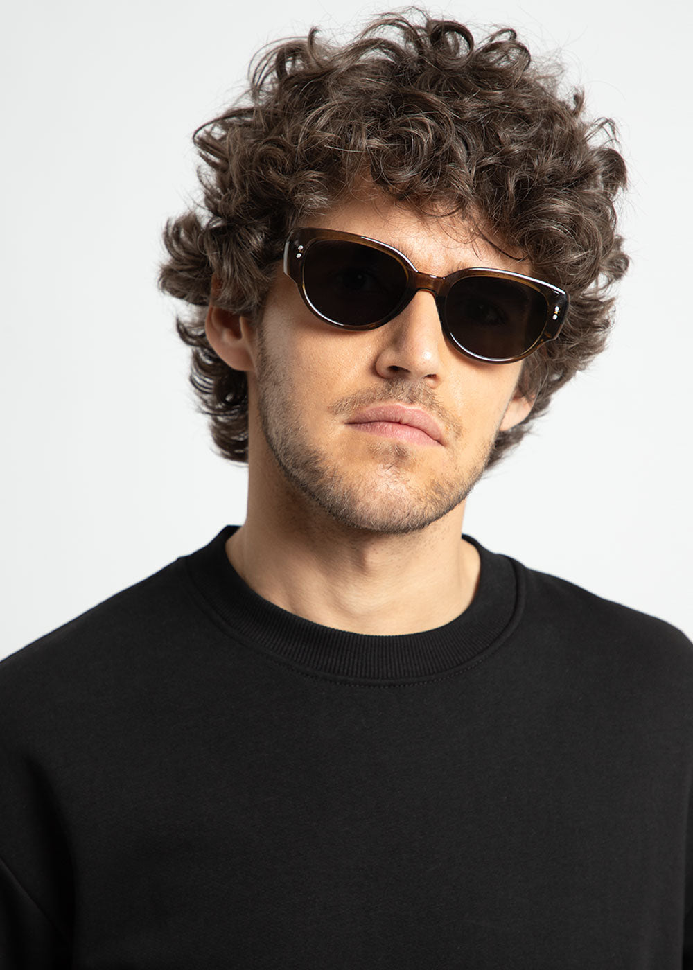 Brown Unisex Oval Sunglasses