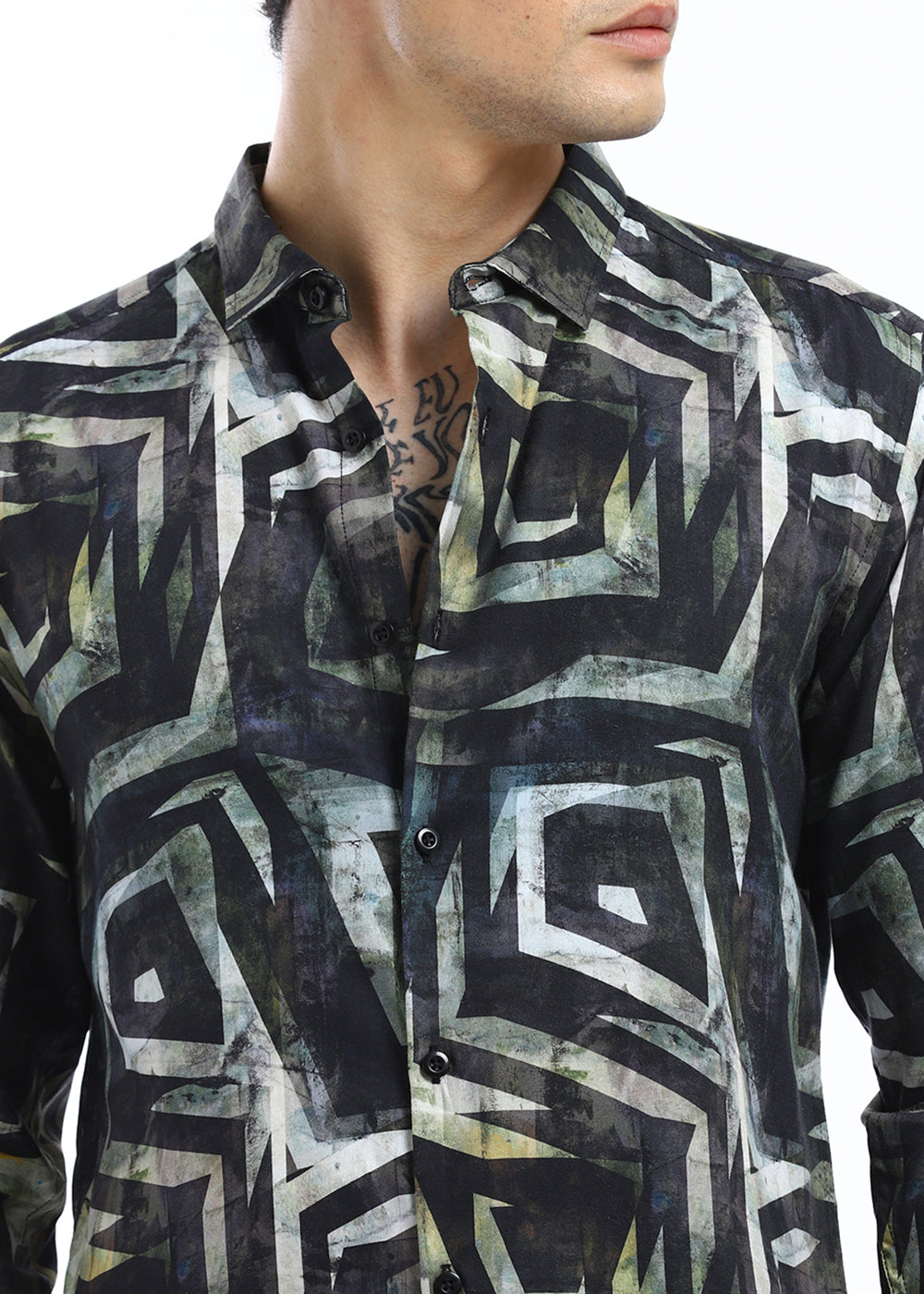 Black Illusive Abstract Print Shirt