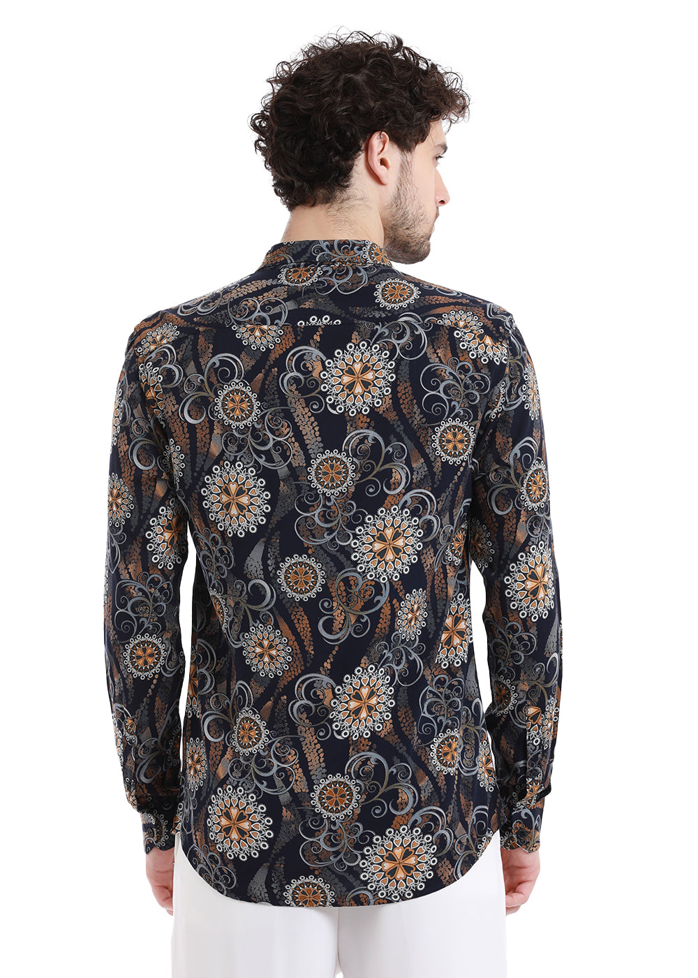 Back view Floret Blue Print Feather Shirt