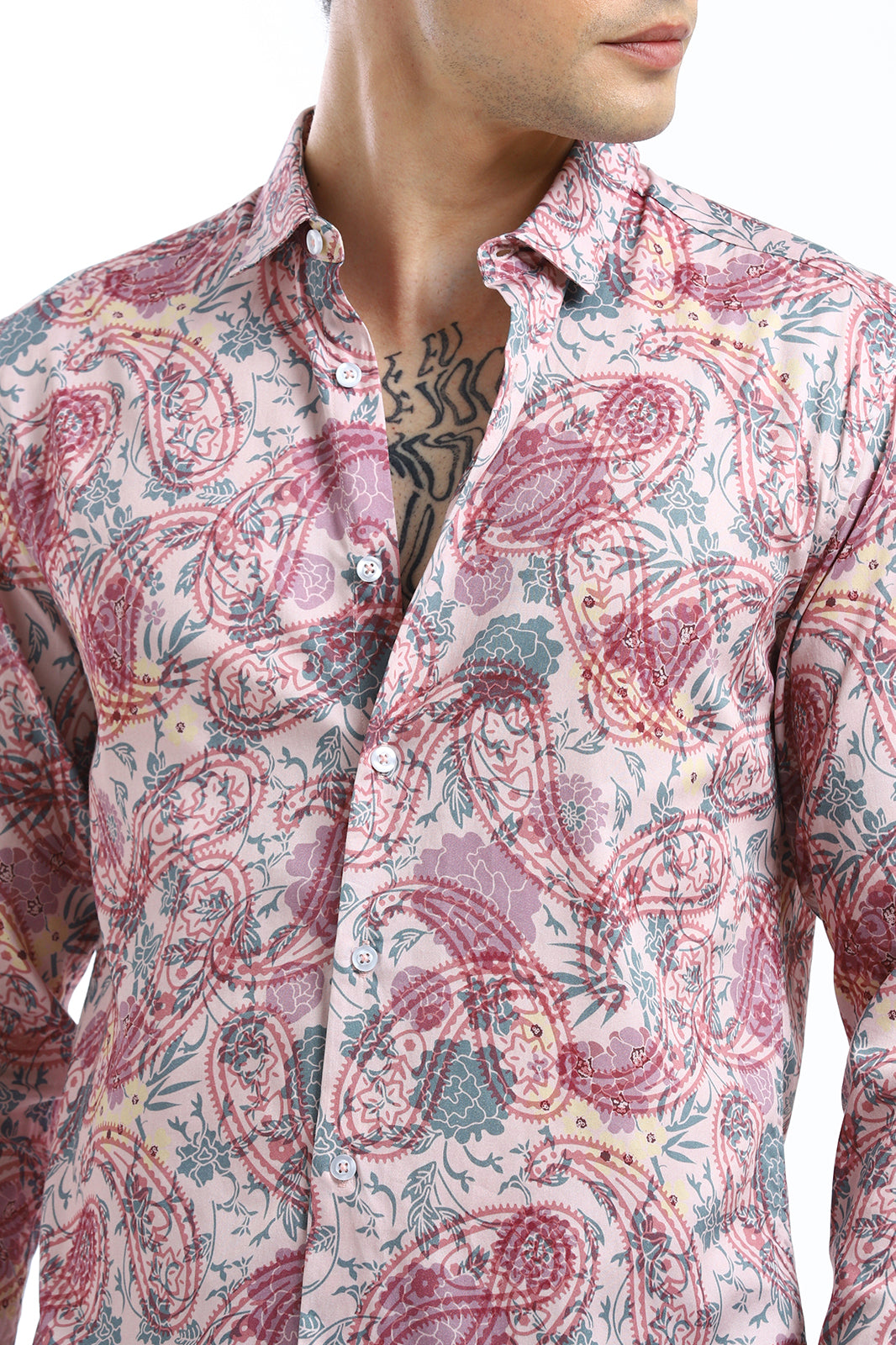 Try Paisley Pink Floral Printed Shirt