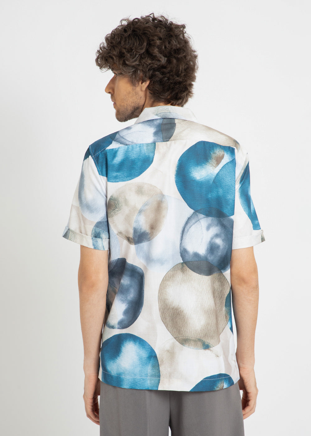 Abstract Blue Half Sleeve Shirt