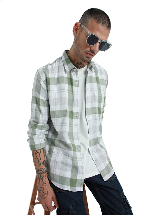 Melange Fern Green Check Shirt