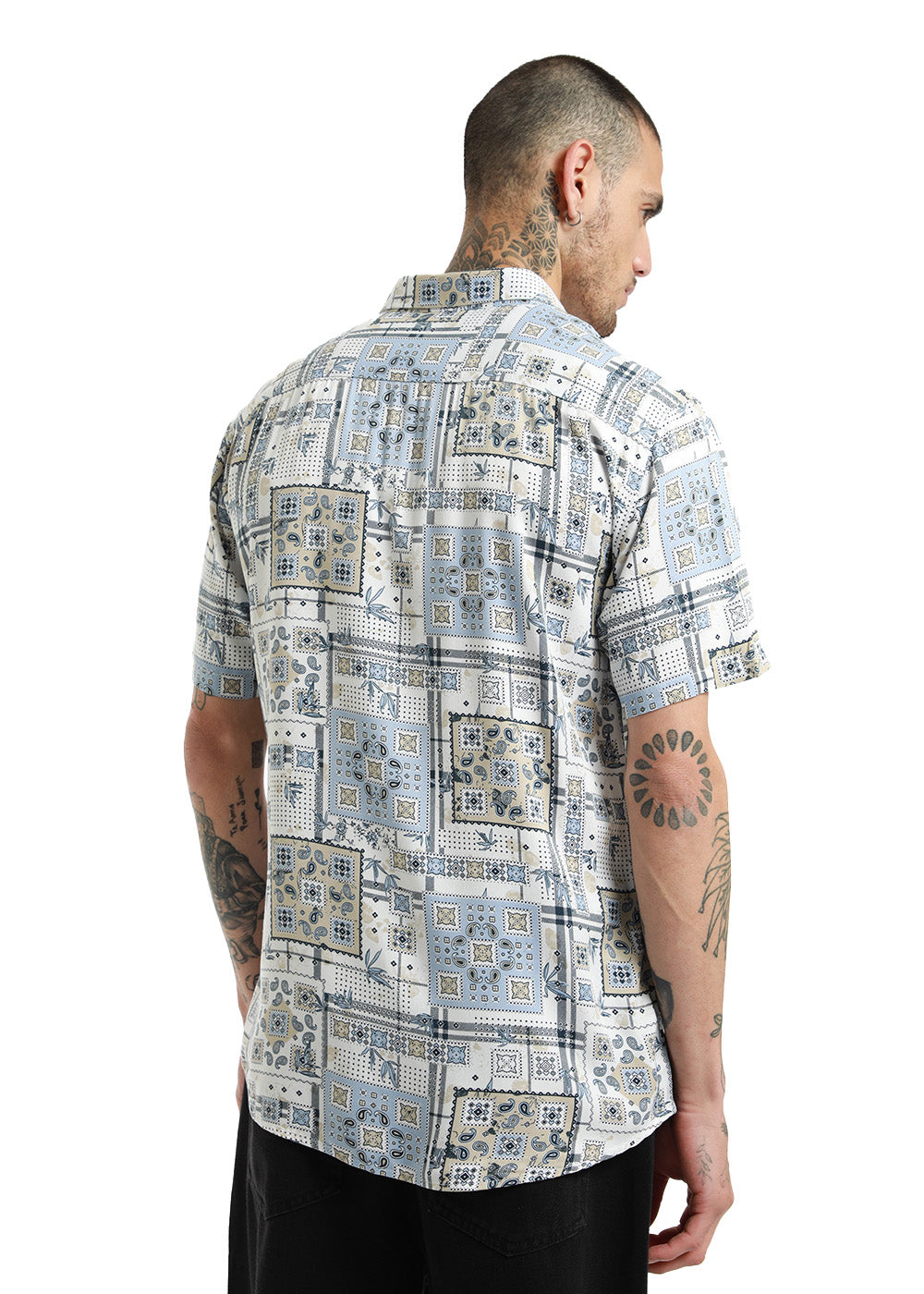 Scarf Print Half Sleeve Shirt