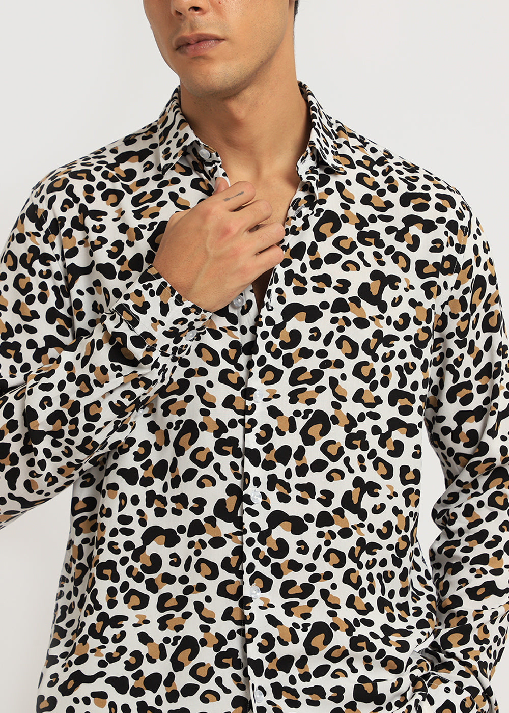 White Leopardic Print Full sleeve shirt