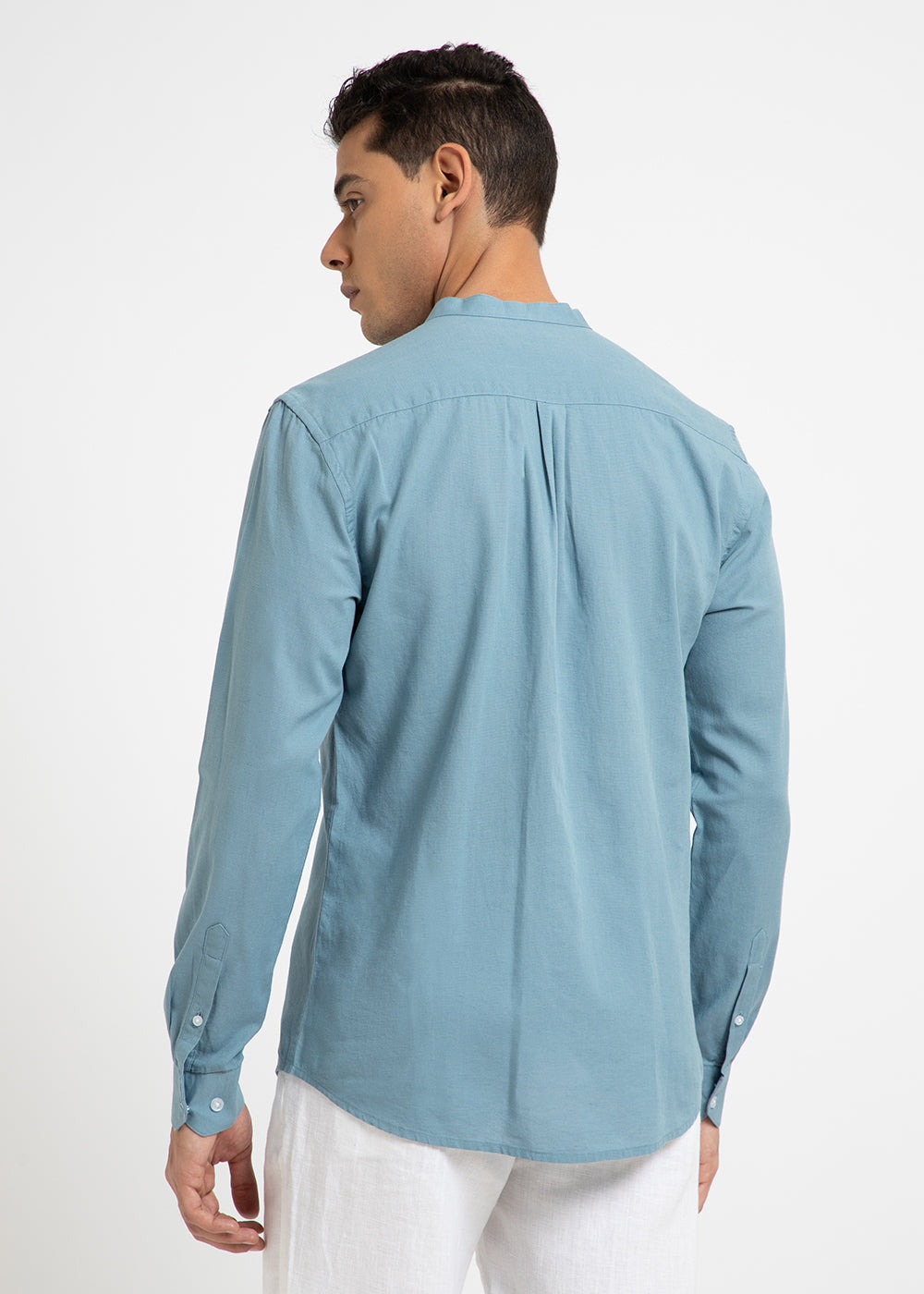 Scuba Blue Cotton Linen Shirt
