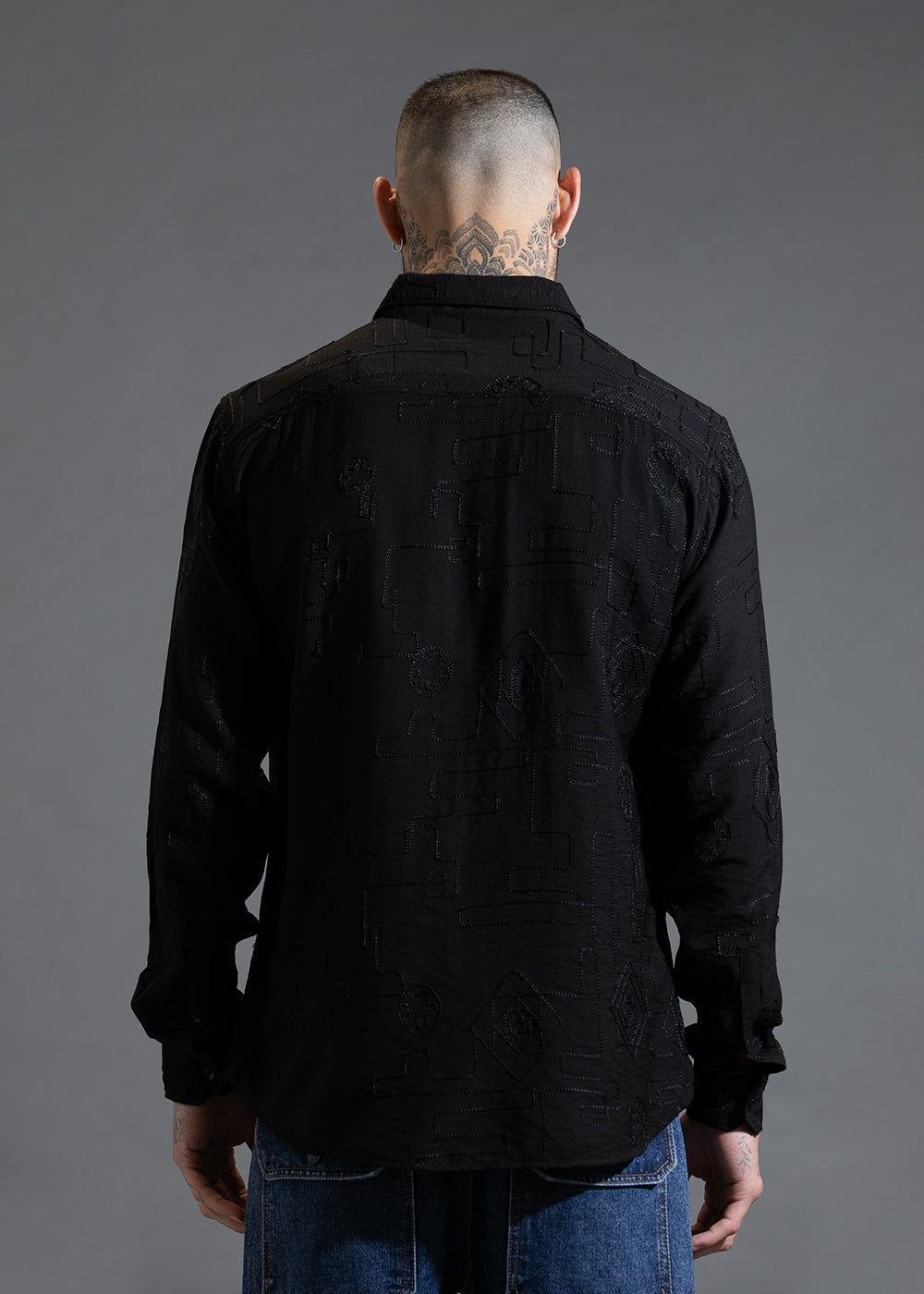 Black Illusion Embroidered Shirt