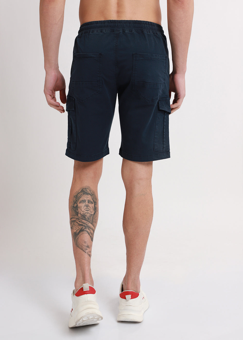 Navy Blue Cotton Cargo Shorts 5
